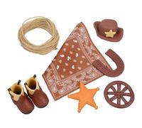 HOMSFOU Cowgirl Shower Cake Decorations Set, Light Brown Plastic Cowboy Boot and Hat Cake Toppers for Western Birthday Party Supplies