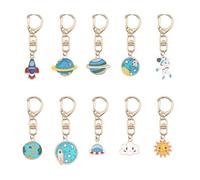HOMSFOU Creative Alloy Astronaut Keychains Set of 10pcs with Planet Design, Organizes Keys and Clips to Bag Or Purse, Stylish Space Pendant Keyrings for Everyday Use Assorted style