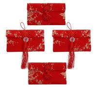 HOMSFOU Creative Chinese Style Red Packet Fabric Satin Embroidered Coin Pouch, Practical and Not Easy to Wear and Tear, for Wedding and New Year Gift Giving
