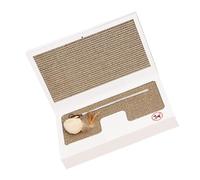 HOMSFOU Creative Foldable Laptop Shaped Cat Scratch Board Household Indoor Cat Scratcher Pad with Tease Stick White Color for Adult Claw Grinding and Playing
