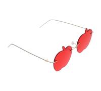 HOMSFOU Creative Red Fruit-shaped Frameless Sunglasses Lightweight Alloy and PC Material for Photo Shoot and Summer Party Fashionable and Easy to Carry