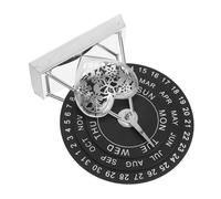 HOMSFOU Creative Rotatable Desk Perpetual Calendar with Manual Wooden Disks Sturdy Metal Base Efficient Date Sustainable Reusable Design Minimalist Rustic Home Office Ornament Teachers and