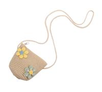 HOMSFOU Cute Lightweight Straw Crossbody Bag for Little, Adjustable Bucket Shoulder Bag, Fashionable Woven Purse for Casual Outings and Everyday Use