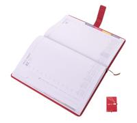 HOMSFOU Daily Schedule Planner Notebook with Sectioned Layout and Ample Writing Space, Red Pu Cover Daily Planner Organizer for Office and Meetings, Thick Paper Academic Journal