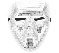 HOMSFOU Disco Ball Silver Mirrored Face Mask for Outdoor Party, Halloween, and Photography Prop Carnival Accessory