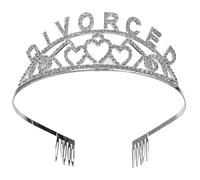 HOMSFOU Divorce Party Crown Headband: Silver Alloy Headpiece with Crystal Rhinestones for Women - Elegant Crown Hairband for Party, Costume & Cosplay