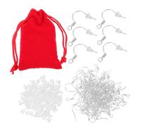 HOMSFOU DIY Earring Making Hooks with Silver Polishing Cloths Copper Silver-Plated Dangle Hooks for Jewelry Crafting Includes Red Storage Bag for Custom Charm Earrings