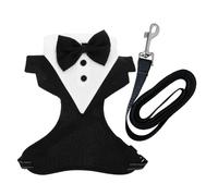 HOMSFOU Dog Wedding Tuxedo Harness with Bow Tie Adjustable Vest and Leash Set for Small to Large Dogs, Formal Pet Harness Costume for French Bulldogs and Puppy Parties