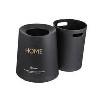 HOMSFOU Double-layer Lidless Trash Can 8l Small round Nordic Style Waste Storage Bucket for Bathroom Living Room Office, Black Compact Household Garbage Bin