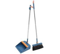 HOMSFOU Dustpan Kit with Dense Broom Bristles and Stainless Steel Handle, Plastic and Stainless Steel Floor Cleaning Tool for Bathroom and Home Ground Cleaning, Easy to Sweep Assorted