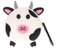HOMSFOU Earbuds Case Silicone Cover Cow Design White Stylish Protector Compatible with Airpods 1/2 Convenient to Carry for Wireless Earbuds Random Color