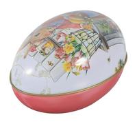 HOMSFOU Easter Tinplate Decorative Egg Box with Bunny Pattern, Small Portable Candy Storage Container for Easter Party Treats and Cookies,