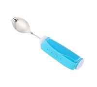 HOMSFOU Elderly Anti-skid Feeding Spoon and Fork Set, Arthritis Aid Tableware with Non-slip Handle, Rehabilitation Utensils for Disabled Adults, Portable Blue Cutlery for Assisted Eating