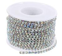 HOMSFOU Electroplated Rhinestone Chain Trim Roll for Sewing Crafts Wedding Dress Shoes Bags Decoration DIY Crystal Jewelry Making Silver Base White Ab Color