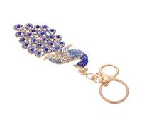 HOMSFOU Elegant Peacock Rhinestone Keychain with Blue Zinc Alloy Material and Lightweight Design, Versatile Use as Bag Charm Or Phone Strap, Cute Crystal Bird Keychain Accessory