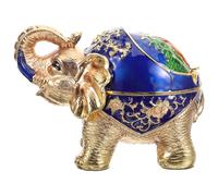 HOMSFOU Elephant Metal Ashtray Large Office Ash Container Decorative Cigarette Butt Holder in Gold Blue for Home and Desk Use