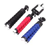 HOMSFOU Flexible Octopus Tripod for Mobile Phones and Cameras, Lightweight Selfie Travel Tripod with Phone Holder, 3pcs Black Red Blue Sponge Legs for Outdoor Photography