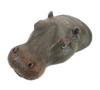 HOMSFOU Floating Resin Hippo Head Pond Decor - Medium Closed Mouth Hippo Sculpture - Realistic Garden Ornament for Outdoor Landscape and Aquarium Pool Decoration