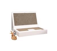 HOMSFOU Foldable Cat Scratching Board Laptop Shape with Teaser Stick White Household Cat Scratch Portable Pet Plaything for Claw Exercise and Furniture Protection