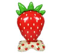 HOMSFOU Giant Standing Strawberry Foil Balloon Oversized Fruit Shaped Party Decoration for Berry First Birthday Summer Themed Birthday Shower Celebrations