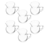HOMSFOU Glass Creamer Jug 6Pcs Mini Milk Pitcher 100Ml Dispenser for Coffee Tea Office Home Precise Syrup Pouring and Liquid Storage