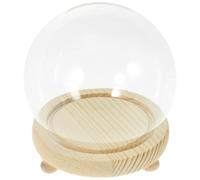 HOMSFOU Glass Dome Display Case Glass Cloche Dome with Wooden Base Protects Cherished Items and Prevents Fading for Dried Flowers and Micro Landscape for Living Room Table