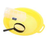 HOMSFOU Gold Panning Mesh Pan and Sifting Classifier for Adults, Small Gravity Mining Tool with Magnifier and Filter Pan Set for River Sand Prospecting and Gold Sorting