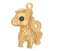 HOMSFOU Golden Brass Horse Pendant for Necklace and Backpack, Lightweight and Radiant Finish with Smooth Lines, Artistic Horse-shaped Charm for Chinese New Year or Year the Horse Party