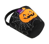 HOMSFOU Halloween Candy Treat Pouch with Handle Moderate Capacity Halloween Favor Bag for Party Sweets Cute Cartoon Spider Web Pumpkin Design Versatile Tote for Cookies and Chocolates