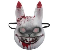 HOMSFOU Halloween Horror Bunny Face Mask for Adults, Bloody Plastic season | Realistic Details, Flexible Fit for Prank Setups and Themed Parties, Easy Storage for Haunted House Actors