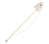 HOMSFOU Halloween Plush Cat Teaser Wand Soft White Ghost Interactive Cat for Kittens and House Decorative Funny Teasing Stick for Indoor Play and Exercise