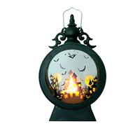 HOMSFOU Halloween Vintage Castle Lantern Portable Light with Transparent Shade Halloween Decoration Lamp with Handle for Home Office Party and Outdoor Festive Ambiance