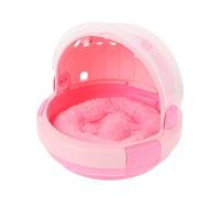 HOMSFOU Hand-held Cage Pet Cage for Parrot with Breathable Plastic and Villus Material, Comfortable Carrying Design, Pink Colour with Pad, for Outdoor Sightseeing and Young Birds