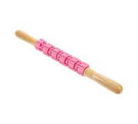 HOMSFOU Handheld Leg Massage Roller Stick Steel Core and Wooden Handle, Muscle Relaxation Foam Roller for Calf and Thigh Massage, Manual Muscle Massager for Body and Trigger Point Therapy