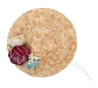 HOMSFOU Handmade Protection and Dog at Hat Straw with Woven Fake Flower Delicate Design, Summer Sun Accessory for Photography Small Pets Parties and Taking Photos