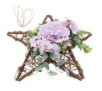 HOMSFOU Handmade Silk Camellia Flower Wreath with Five-star Pendant, Environmentally Friendly Hanging Garland for Home Decor and Wedding Decorations, Romantic Country Style Door Ornament