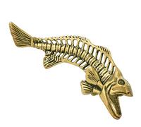 HOMSFOU Home Accessories Feng Shui Fish Statue Figurine Skeleton Fish Brass Fish Bone Statue Wealth Lucky Treasure Sculpture Desktop Ornament for Home Office Decoration - Golden Home Decor
