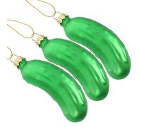 HOMSFOU Home Decor Christmas Pickle 3pcs Green Cucumber Christmas Ornament Glass Fruit Vegetable Xmas Tree Pendant Fillable Bauble Ball for Holiday Seasonal Festival Decoration