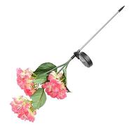 HOMSFOU Hydrangea Solar Garden Lights Firefly Outdoor Decorative Solar Lawn Lights Waterproof Pink 3-Head Flower Stake Lamp for Patio Backyard Yard