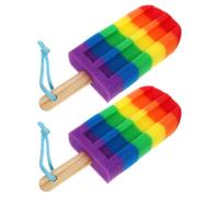 HOMSFOU Ice Cream Shaped Soft Body Scrubber 2Pcs Bath Sponges for Women Massage Function for Shower and Bathtub Random Color