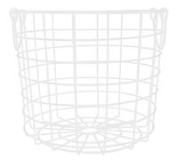 HOMSFOU Iron Wire Storage Basket with Dual Handles Medium White Metal Wire Fruit Basket for Home Organization and Desktop Sundries Storage