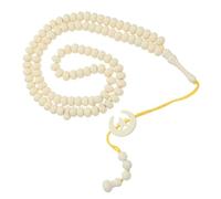HOMSFOU Islamic Tasbih Prayer Beads 99 Beads Muslim Rosary with Yellow Crescent Pendant Traditional Tasbeeh for Men Women Religious Worship