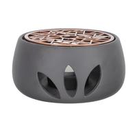 HOMSFOU Japanese Style Teapot Warmer Candle Holder, Creative Tea Heating Tool with Black Jade Ceramic Base and Purple Pad, Home Tea Stove Holder for Teapots and Tealight Candles