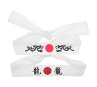 HOMSFOU Karate Headband Good Absorbability and Easy to Wear 2pcs Japanese Style White Cotton Workout Headband for Exercise and Costume Party