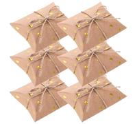 HOMSFOU Kraft Paper Pillow Shaped Boxes with Rope, Easy to Use and Carry Candy Container for Sharing Snacks and Cakes, Small Decorative Packaging Box