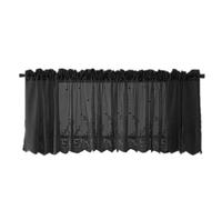 HOMSFOU Lace Curtain Valance Floral Embroidered Half Window Sheer Curtains for Kitchen Cafe Dinning Living Room 130x41cm Black
