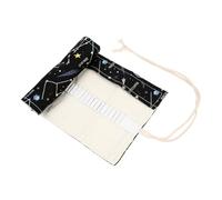 HOMSFOU Large Capacity Colored Pencil Organizer Roll Bag Durable Canvas Sketch Pencil Carrying Case with Slots Stylish Storage for Artists Travel School Supplies