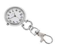 HOMSFOU Large Dial Quartz Nurse Pocket Watch for Doctors and Students, Small White Steel Hanging Portable Old Man Digital Fob Watch with Big Numbers