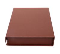 HOMSFOU Leather A4 Document File Box Brown Office File Organizer with Lid Desk Storage Folder for Accounting Papers and Contract Documents Desktop Holder for Business Use