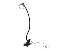 HOMSFOU LED Clip Light Table Lamp with Clamp Creative Warm Light Bedside Desk Lamp for Reading Study and Home Office Modern Simple Design in Black